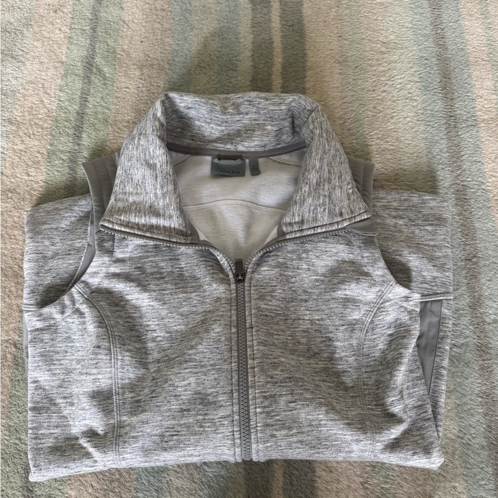 Athleta Gray Zip-Up Sleeveless Vest
